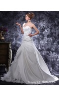 Beading / Ruffles / Hand Made Flower Sleeveless Lace Up Court Satin A-line Ivory Empire One Shoulder Wedding Dress