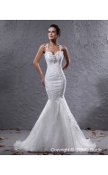 Zipper Empire Sweep Straps Organza / Satin Sleeveless A-line Applique / Beading Ivory Wedding Dress