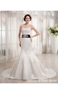 Zipper Floor-length Beading / Sash / Applique Empire A-line Ivory Satin Sweetheart Sleeveless Wedding Dress