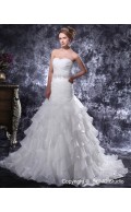 Court Organza Lace Up Natural Sweetheart Pleat / Beading / Ruffles Ivory Sleeveless Mermaid Wedding Dress