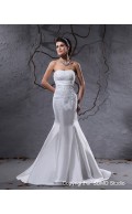 Taffeta Mermaid Ivory Court Sleeveless Applique / Beading / Ruffles Zipper Sweetheart Empire Wedding Dress