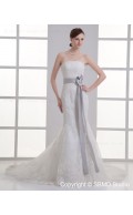 Dropped Mermaid Zipper Court Beteau Applique / Beading / Hand Made Flower Ivory Tulle Sleeveless Wedding Dress