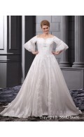 Sleeve A-line / Plus Ivory Long Zipper Beading / Applique Satin / Organza Sweetheart Natural Size Court Wedding Dress