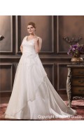 Dropped Satin / Lace Sleeveless Zipper Bowknot / Applique / Sash Size Floor-length A-line / Plus Sweetheart Ivory Wedding Dress