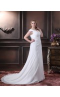 Sleeveless Chiffon Size Zipper V Neck Beading / Embroidery / Sash Empire Ivory A-line / Plus Chapel Wedding Dress