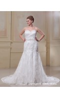 Sweep Sleeveless Satin / Lace Mermaid / Plus Lace Up Bow / Sash / Lace / Beading Dropped Size Strapless Ivory Wedding Dress