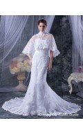 Ivory Applique / Beading / sash Lace Up Empire Strapless Tulle Sleeveless Mermaid Chapel Wedding Dress