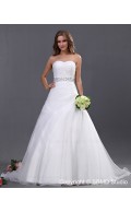 Beading / Ruffles / Beading Sweetheart Ball Gown Ivory Sleeveless Empire Zipper Organza Chapel Wedding Dress