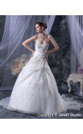 Floor-length Sleeveless Sweetheart Embroidery / Beading Organza / Satin Lace Up Ivory Natural A-Line / Ball Gown Wedding Dress