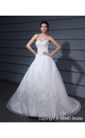 Sleeveless Natural A-Line / Ball Gown Strapless Embroidery / Beading White Court Zipper Organza / Satin Wedding Dress