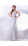 Beading / Embroidery Dropped Chapel Sleeveless Satin / Lace Ivory Zipper Mermaid Sweetheart Wedding Dress