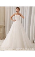 Layering Strapless Chiffon / Satin Natural Zipper Court Sleeveless A-line Ivory Wedding Dress