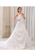 Court Zipper Ruffles / Applique / Beading Dropped Strapless Ivory Sleeveless Taffeta A-line Wedding Dress