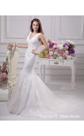 Zipper Applique / Beading / Lace Sleeveless A-line Empire Ivory V Neck Satin Chapel Wedding Dress