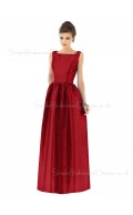 Zipper Dropped Red Floor-length A-line Bridesmaid Dress