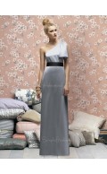Zipper Floor-length Elastic-Satin Silver Ruffles/Sash Bridesmaid Dress