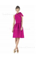 High-Neck Sleeveless Fuchsia Dropped Knee-length Bridesmaid Dress