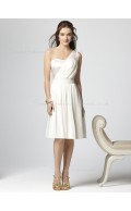 White Draped/Ruffles Chiffon A-line Zipper Bridesmaid Dress