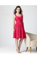 Taffeta Natural Knee-length A-line Straps Bridesmaid Dress