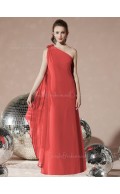 Draped Sleeveless Floor-length Red Natural Bridesmaid Dress