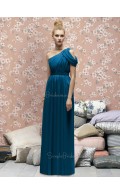 One-Shoulder A-line Draped/Ruffles Chiffon Sleeveless Bridesmaid Dress