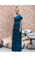 One-Shoulder A-line Draped/Ruffles Chiffon Sleeveless Bridesmaid Dress