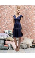 Satin-Chiffon V-neck A-line Knee-length Empire Bridesmaid Dress