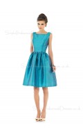 Taffeta Sleeveless Blue Natural Straps Bridesmaid Dress