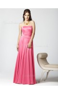 Elastic-Satin Draped A-line Zipper Pink Bridesmaid Dress