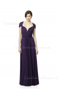 Zipper Grape Sweetheart Short-Sleeve Empire Bridesmaid Dress