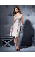 Empire Zipper Knee-length Taffeta Silver Bridesmaid Dress
