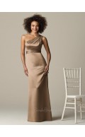 Sleeveless Ruffles Sheath One-Shoulder Zipper Bridesmaid Dress