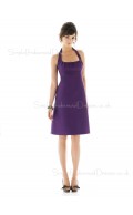 Sleeveless Knee-length Satin Zipper Ruffles Bridesmaid Dress