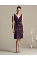 Zipper Natural Chiffon Bow/Ruffles/Sash Grape Bridesmaid Dress