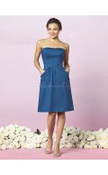 Strapless Ruffles Blue Taffeta Zipper Bridesmaid Dress