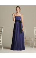 A-line Strapless Royal-Blue Draped/Ruffles/Sash Zipper Bridesmaid Dress