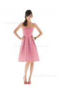 Zipper Knee-length Pink Draped Natural Bridesmaid Dress