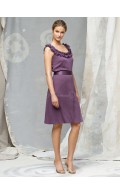 Straps Grape Natural Ruffles/Sash Knee-length Bridesmaid Dress