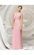 A-line Natural One-Shoulder Ruffles/Tiered Chiffon Bridesmaid Dress