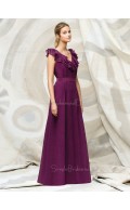 Grape Zipper Sleeveless Natural Floor-length Bridesmaid Dress