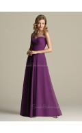 Chiffon Grape Sleeveless Floor-length Sweetheart Bridesmaid Dress