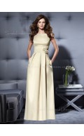 Bateau Sleeveless Satin Zipper A-line Bridesmaid Dress