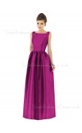 Floor-length Natural Straps A-line Taffeta Bridesmaid Dress