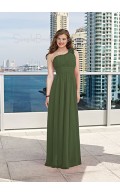Sleeveless A-line Floor-length Dark-Green Chiffon Bridesmaid Dress