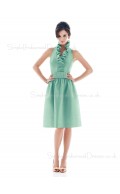 Light-Sky-Blue V-neck Sleeveless Knee-length Ruffles/Sash Bridesmaid Dress