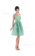 Halter Draped/Ruffles Natural Zipper A-line Bridesmaid Dress