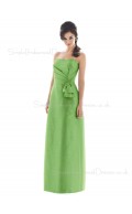 Bow/Ruffles Green Floor-length Strapless Satin Bridesmaid Dress