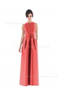 Natural Zipper High-Neck A-line Floor-length Bridesmaid Dress
