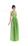 Draped/Ruffles/Sash Green Sleeveless Natural Floor-length Bridesmaid Dress