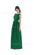 Draped/Ruffles/Sash Satin Bateau Floor-length Zipper Bridesmaid Dress